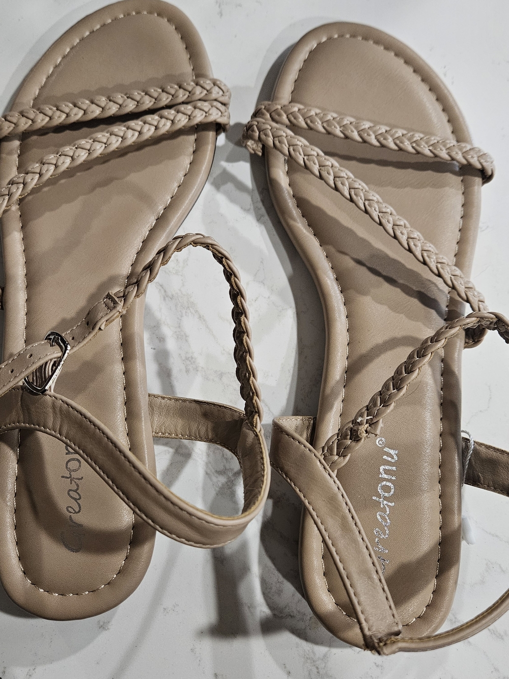 Greatonu Braided Strap Tan Sandals
